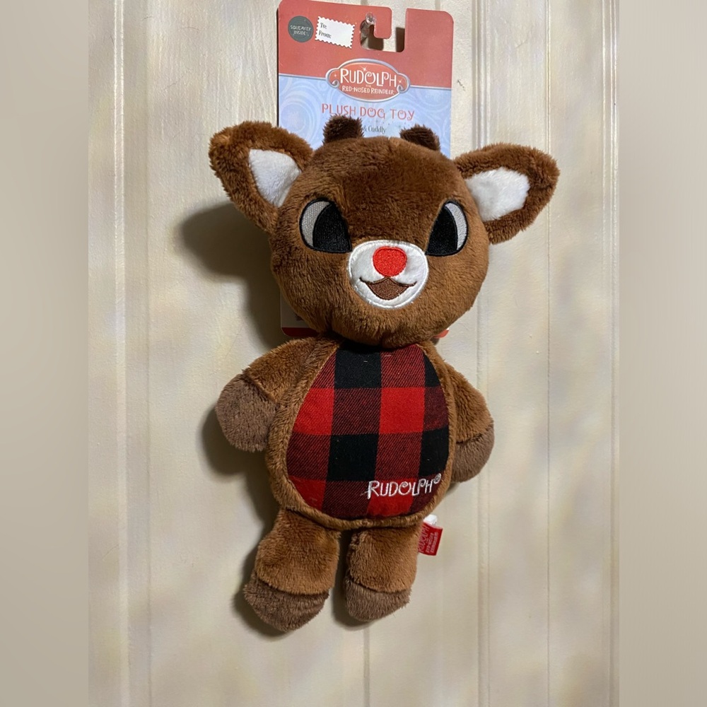Rudolph The Red Nose Reindeer Holiday Plush Dog Toy Cute & Cuddly Squeaker 12”